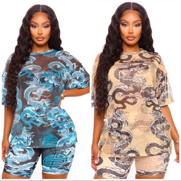 Women's two 2 piece pc biker short set - Picture 3 of 12